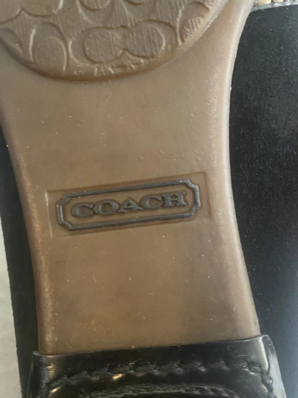 Coach Women Size 8.5 Sharin Black Leather Suede Buckle Patent Trim Loafers Shoe - Picture 10 of 14